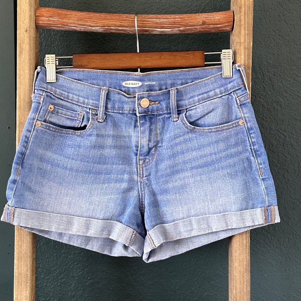 Old Navy Light Blue Denim Cuffed Women's Shorts Boyfriend Fit Size 2